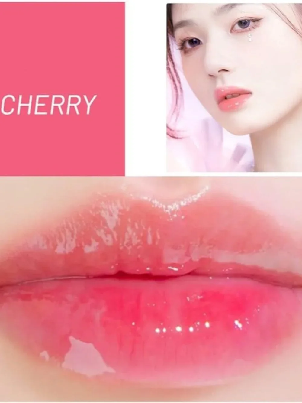 Shiny Cherry Hydrating Tinted Lip Oil Plumping Gloss Pink Tint Non Sticky Glossy